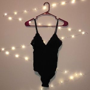 Sexy lace black bodysuit w/ open back